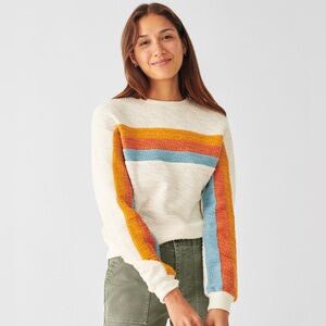 Faherty Vista Striped Pullover - Egret